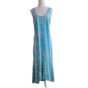 Fresh Produce Maxi Tank Dress XXL Tiered Hi Low Hem Floral Resort Coastal Boho